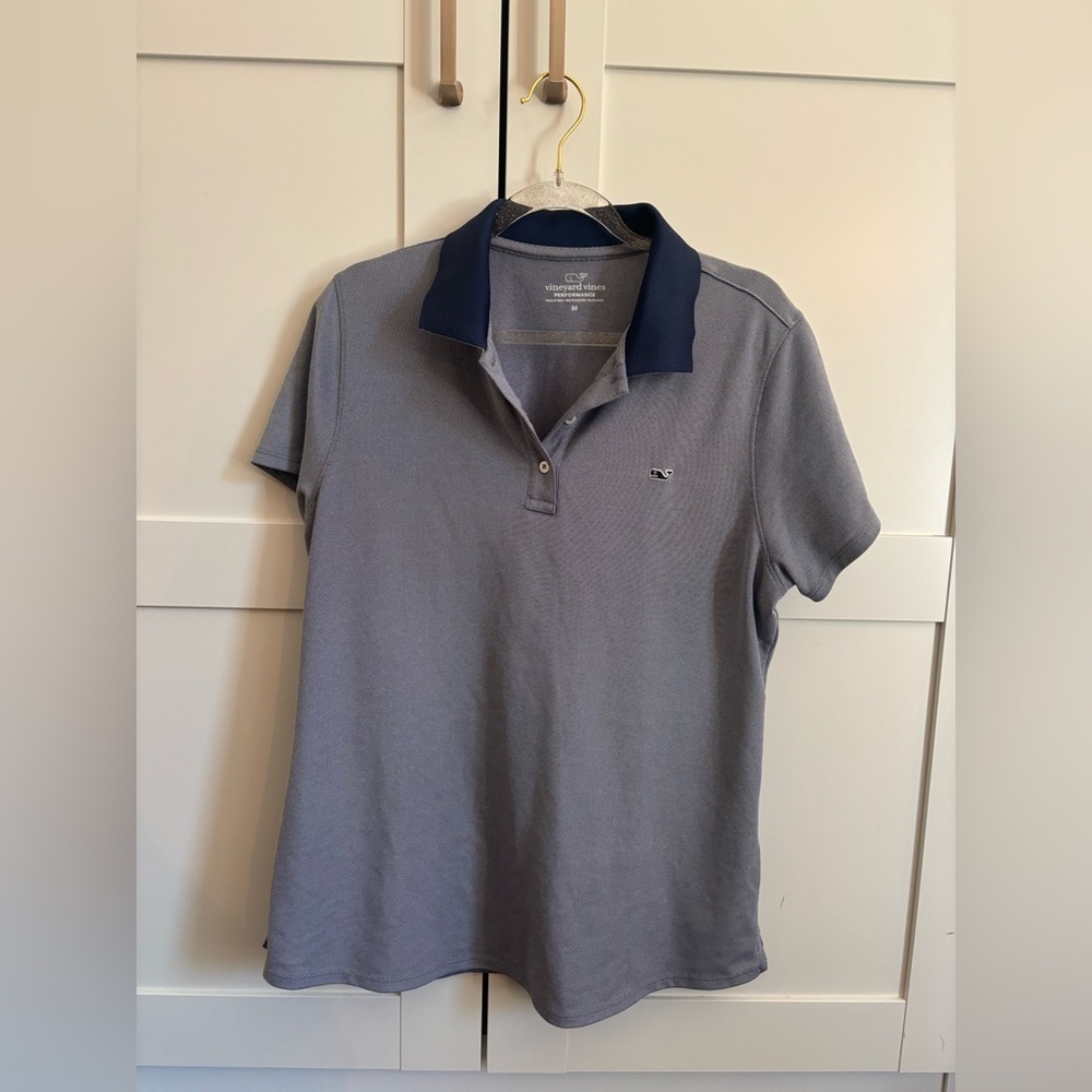 Vineyard Vines Performance Striped Blue Polo Shirt Size Medium